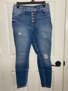 Maurices Medium Blue Distressed High-Rise Skinny Jeans